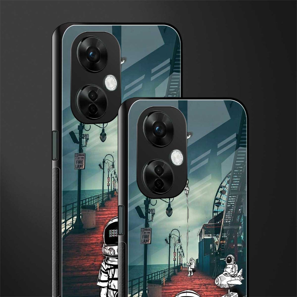 astronaut believer beach back phone cover | glass case for oneplus nord ce 3 lite
