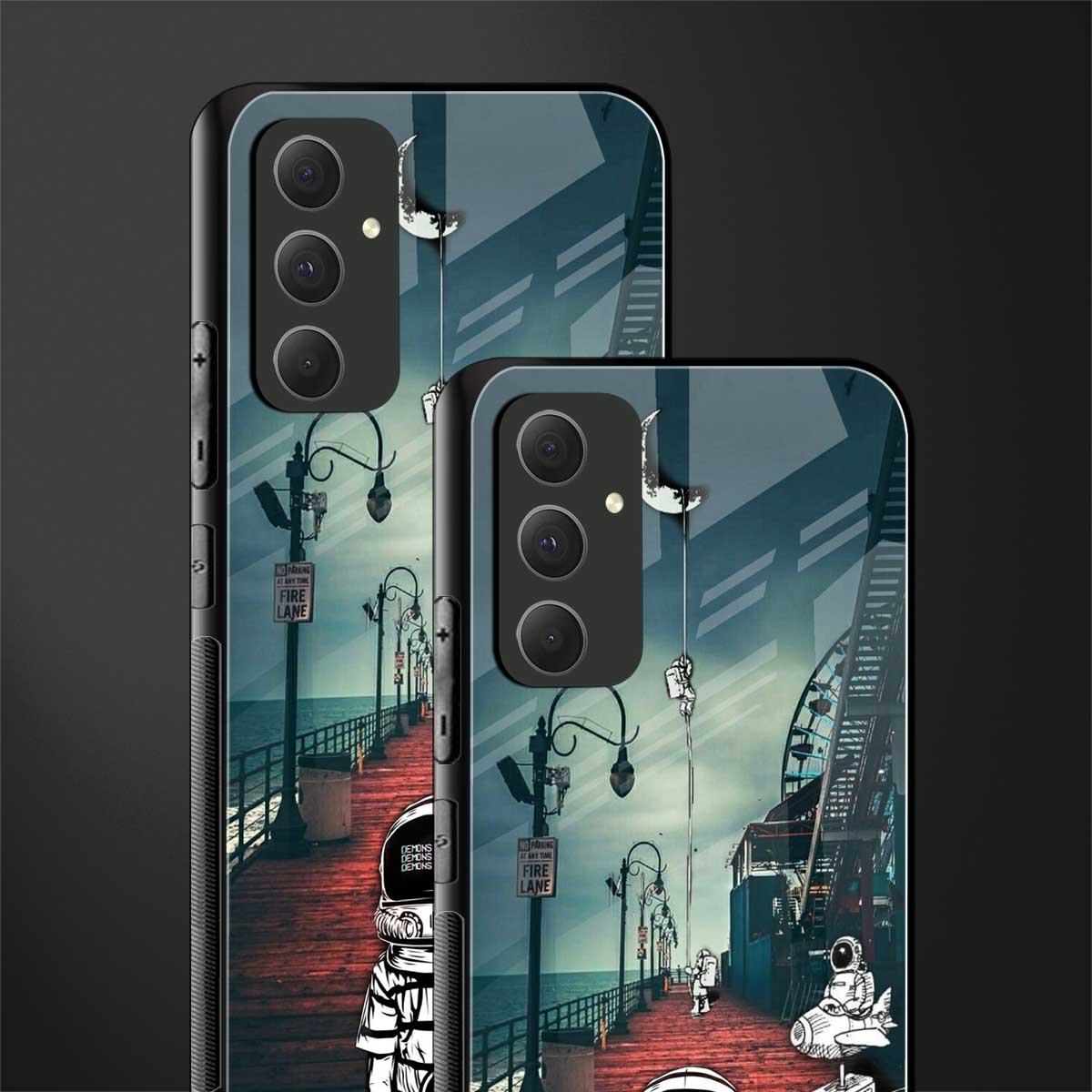 astronaut believer beach back phone cover | glass case for samsung galaxy a54 5g