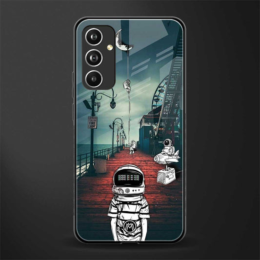 astronaut believer beach back phone cover | glass case for samsung galaxy a54 5g