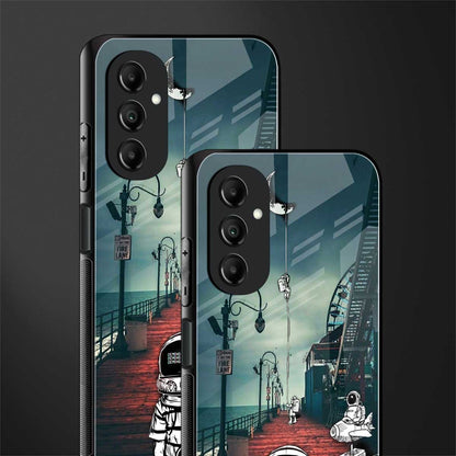 astronaut believer beach back phone cover | glass case for samsung galaxy a14 5g
