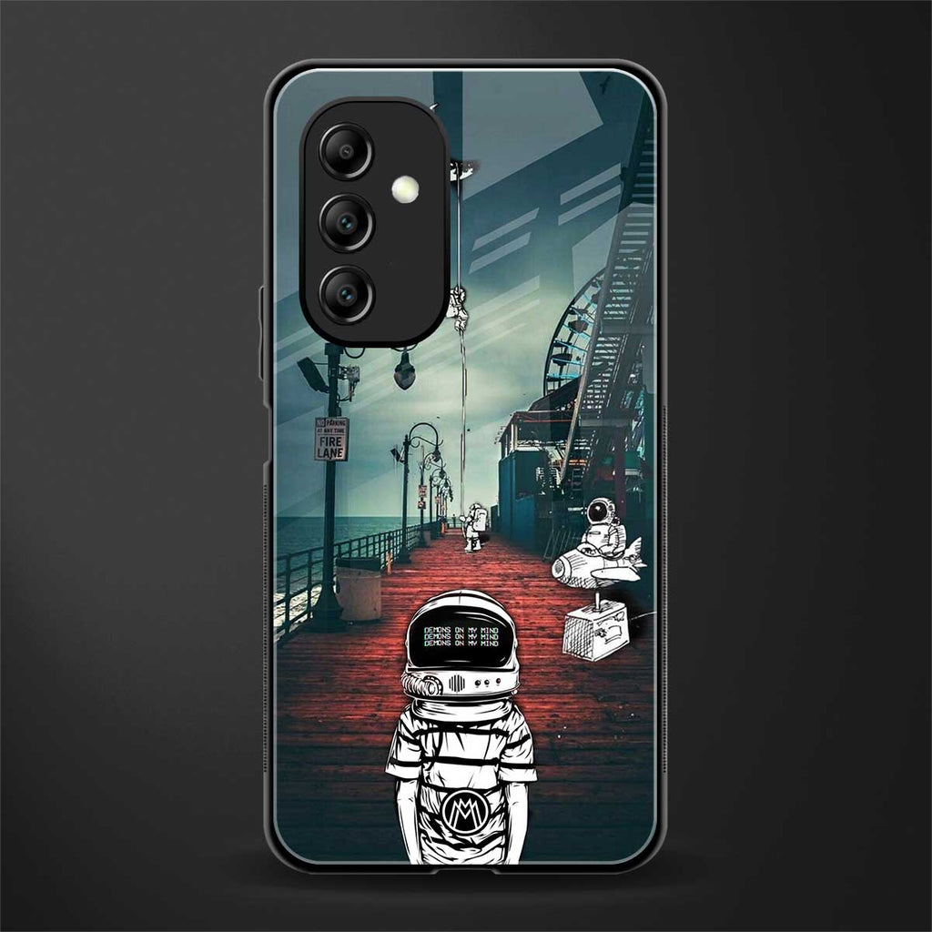 astronaut believer beach back phone cover | glass case for samsung galaxy a14 5g