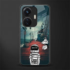 astronaut believer beach back phone cover | glass case for vivo t1 44w 4g