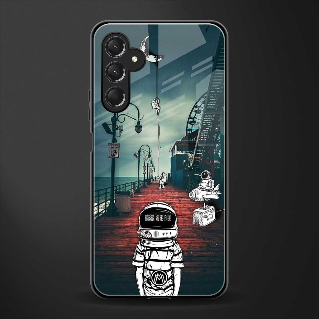astronaut believer beach back phone cover | glass case for samsun galaxy a24 4g