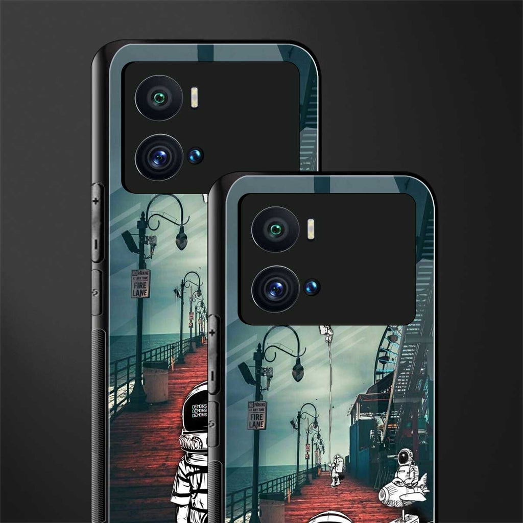 astronaut believer beach back phone cover | glass case for iQOO 9 Pro