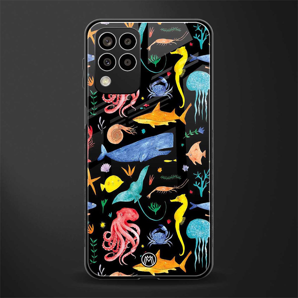 atomic ocean back phone cover | glass case for samsung galaxy m33 5g