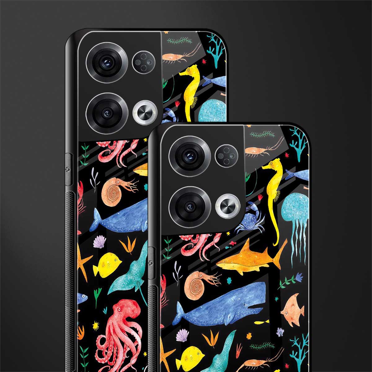 atomic ocean back phone cover | glass case for oppo reno 8