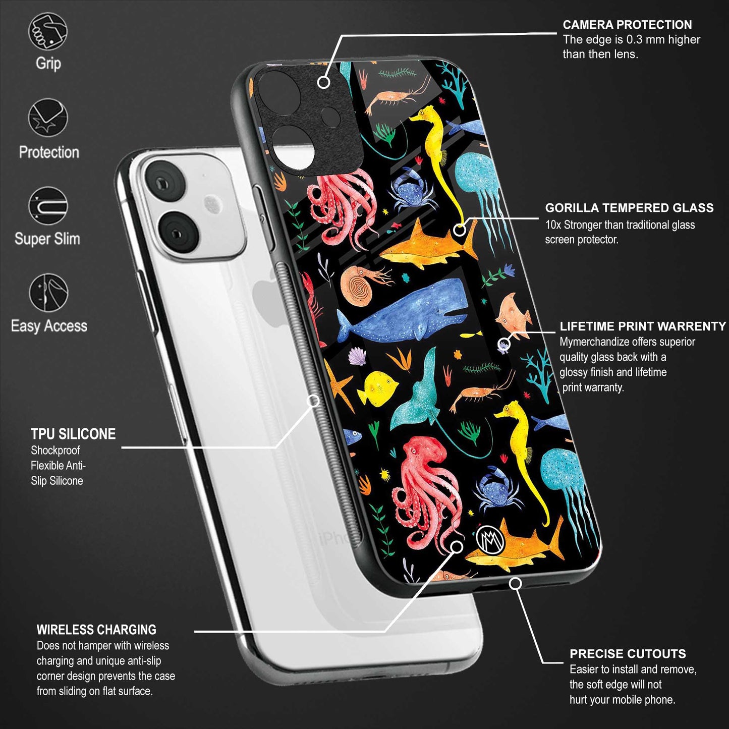 atomic ocean back phone cover | glass case for vivo v25-5g