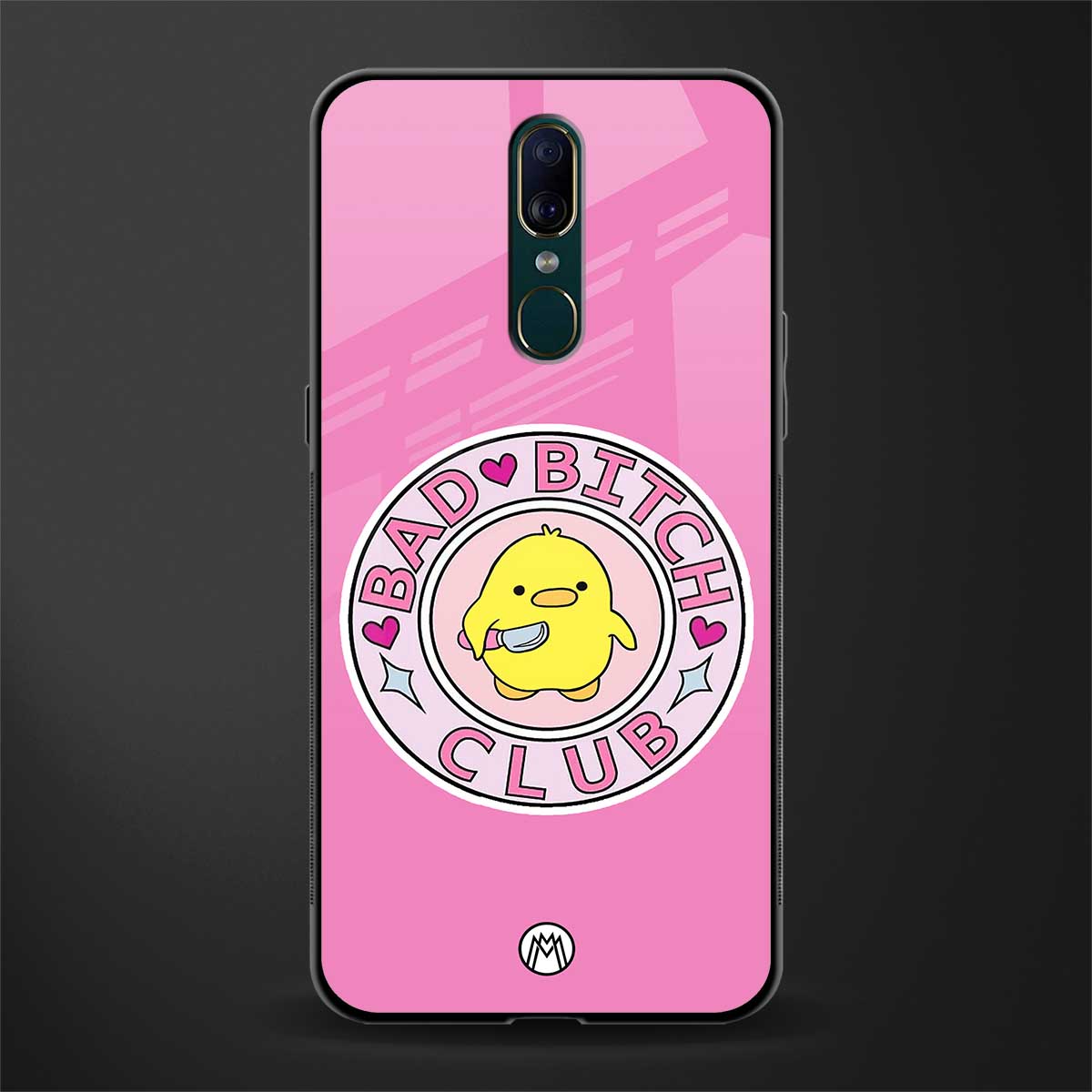 bad bitch club glass case for oppo a9 image