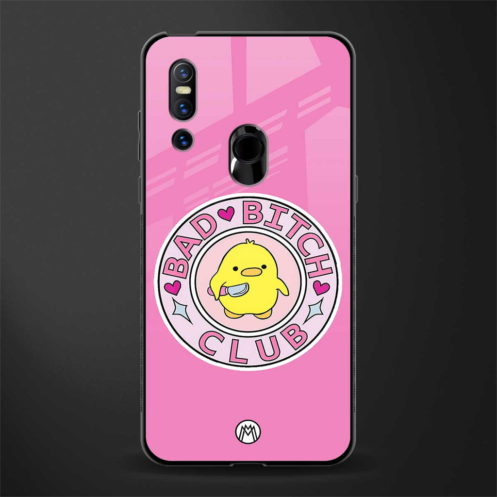 bad bitch club glass case for vivo v15 image