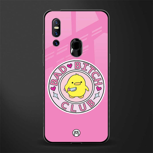 bad bitch club glass case for vivo v15 image