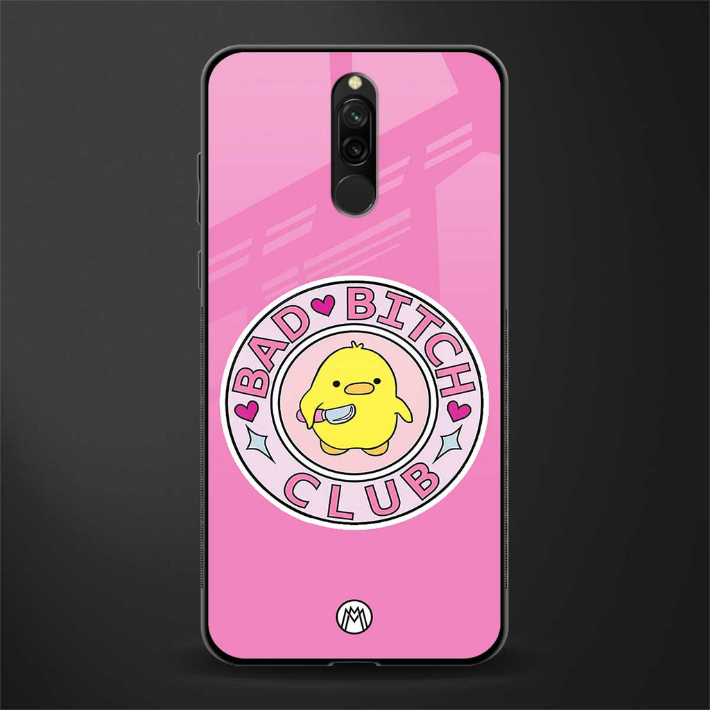 bad bitch club glass case for redmi 8 image