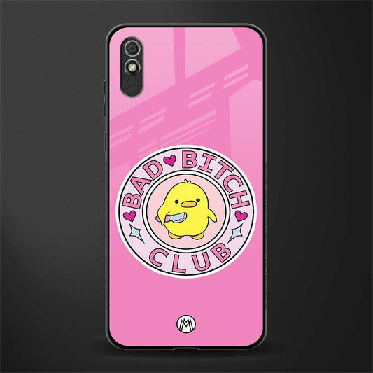 bad bitch club glass case for redmi 9a image