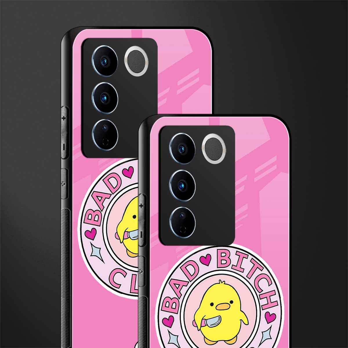 bad bitch club back phone cover | glass case for vivo v27 pro 5g