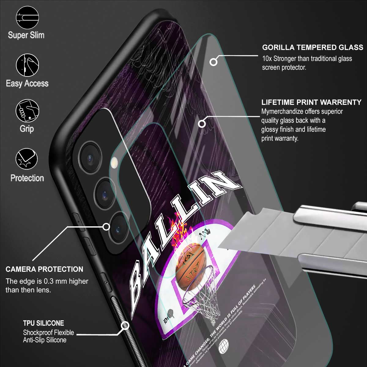 ballin back phone cover | glass case for samsung galaxy s23 fe 5g