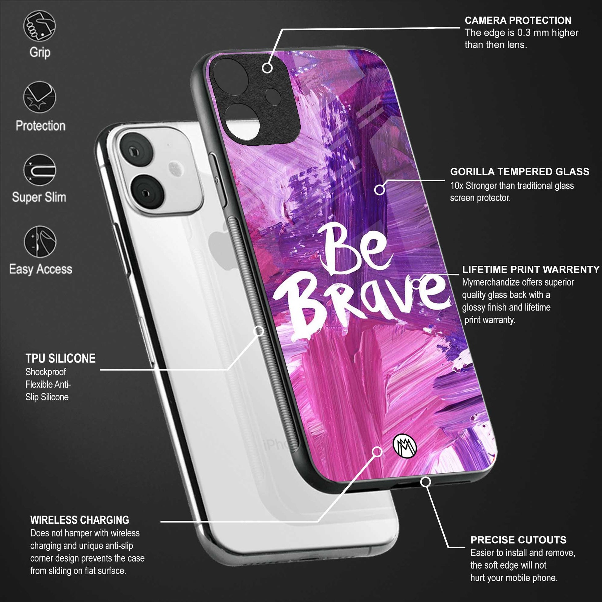 be brave back phone cover | glass case for samsung galaxy a04