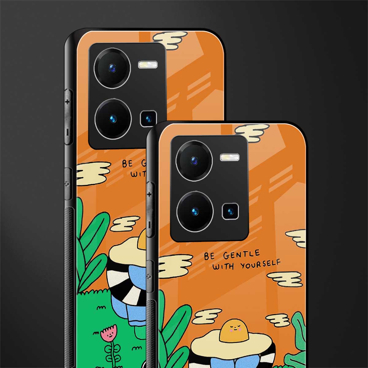 be gentle with yourself back phone cover | glass case for vivo y35 4g