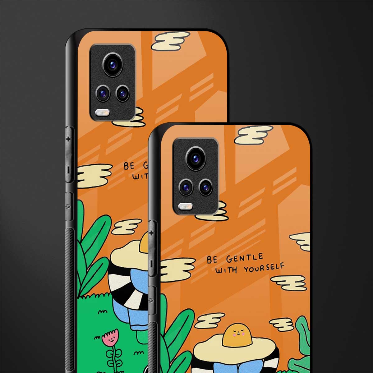 be gentle with yourself back phone cover | glass case for vivo v21e 4g