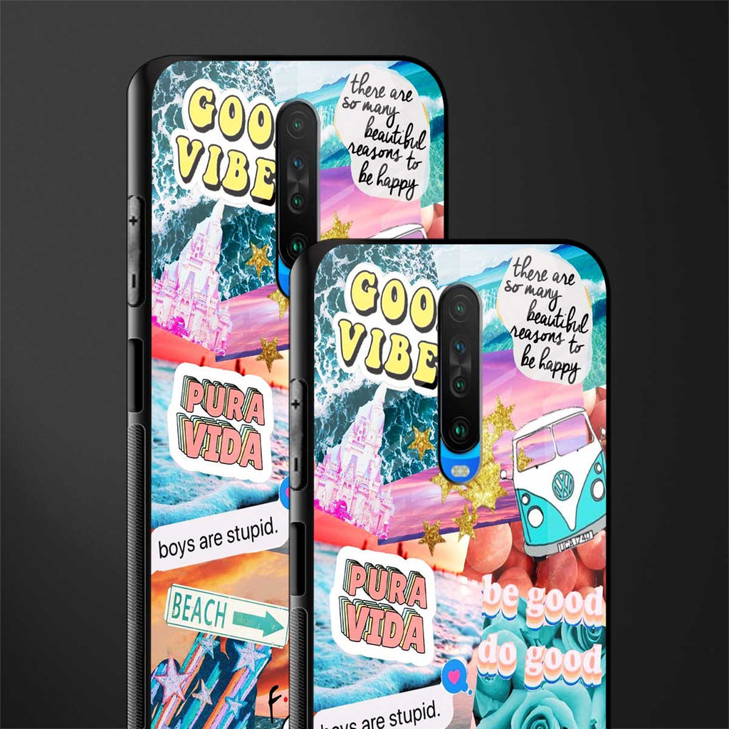 beach vibes collage glass case for poco x2 image-2
