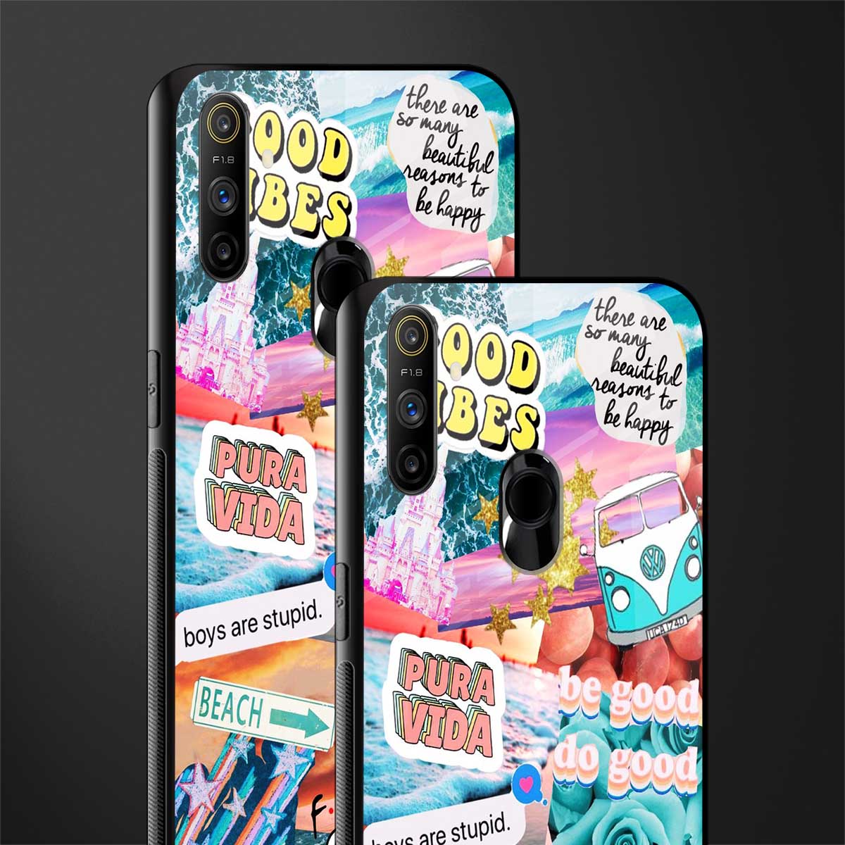 beach vibes collage glass case for realme narzo 20a image-2