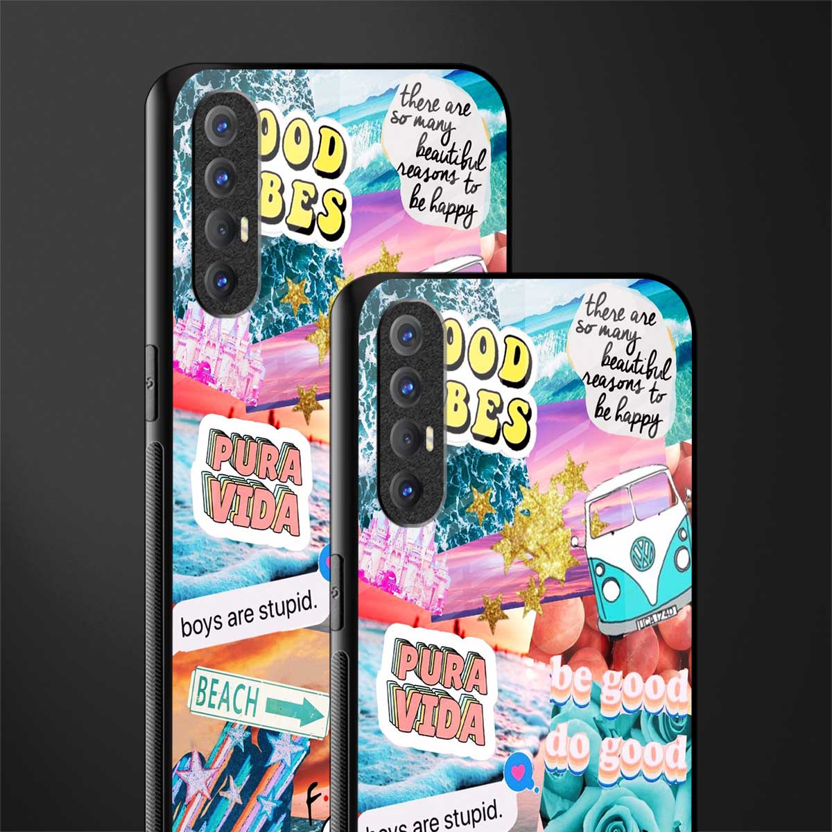 beach vibes collage glass case for oppo reno 3 pro image-2