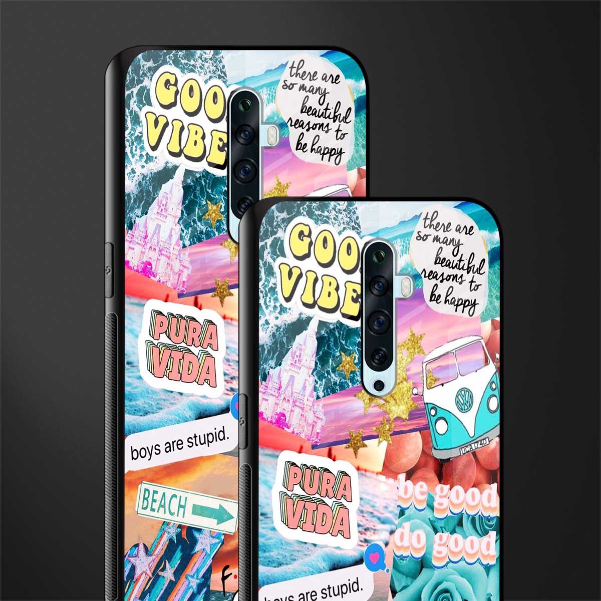 beach vibes collage glass case for oppo reno 2z image-2