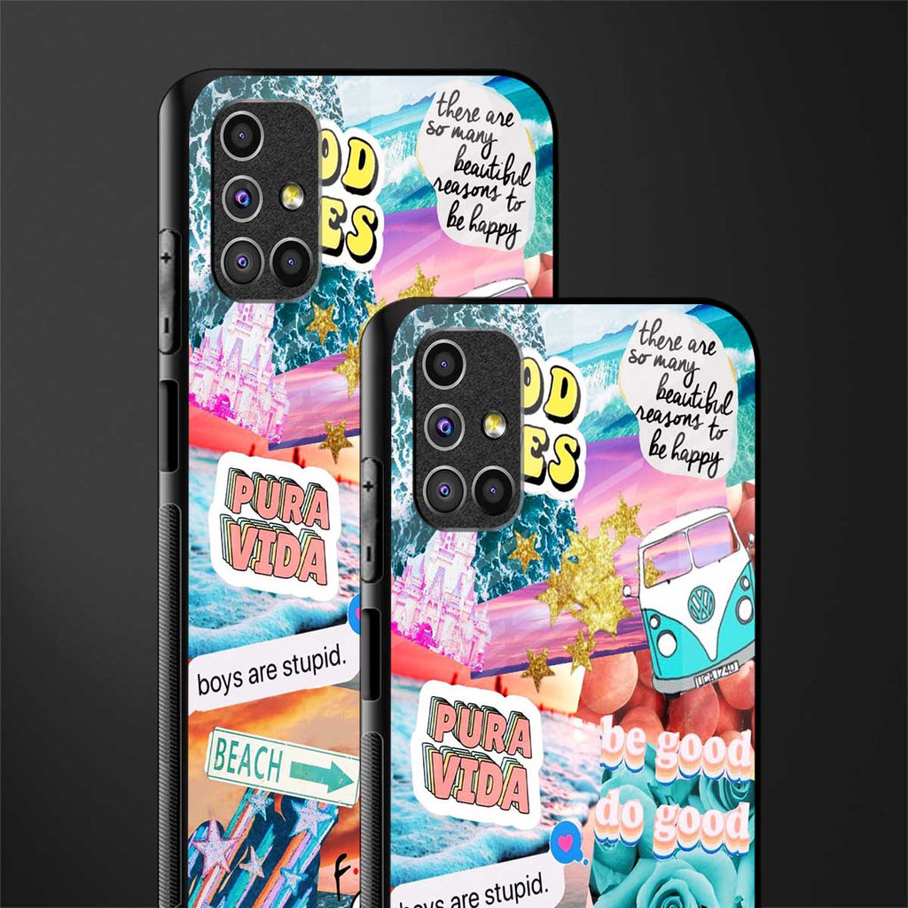 beach vibes collage glass case for samsung galaxy m51 image-2