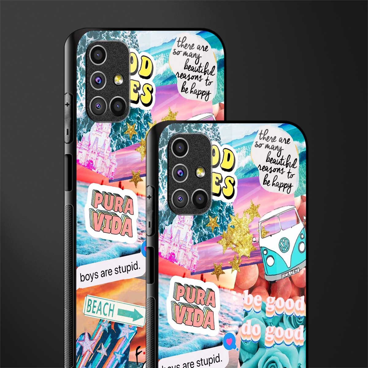 beach vibes collage glass case for samsung galaxy m51 image-2