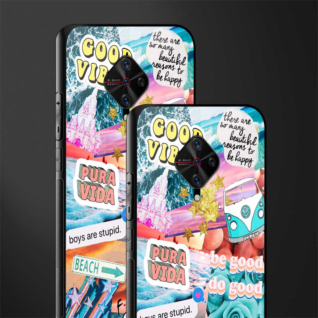 beach vibes collage glass case for vivo s1 pro image-2