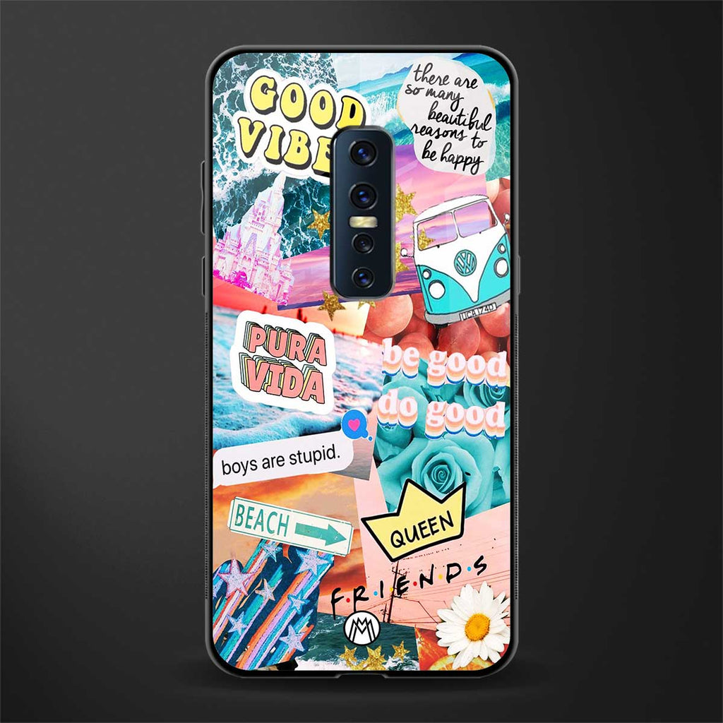 beach vibes collage glass case for vivo v17 pro image