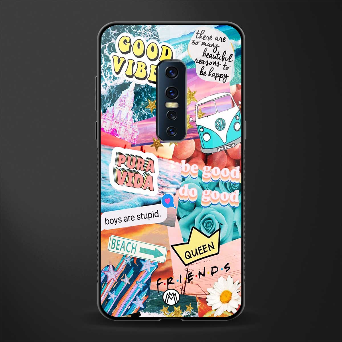 beach vibes collage glass case for vivo v17 pro image