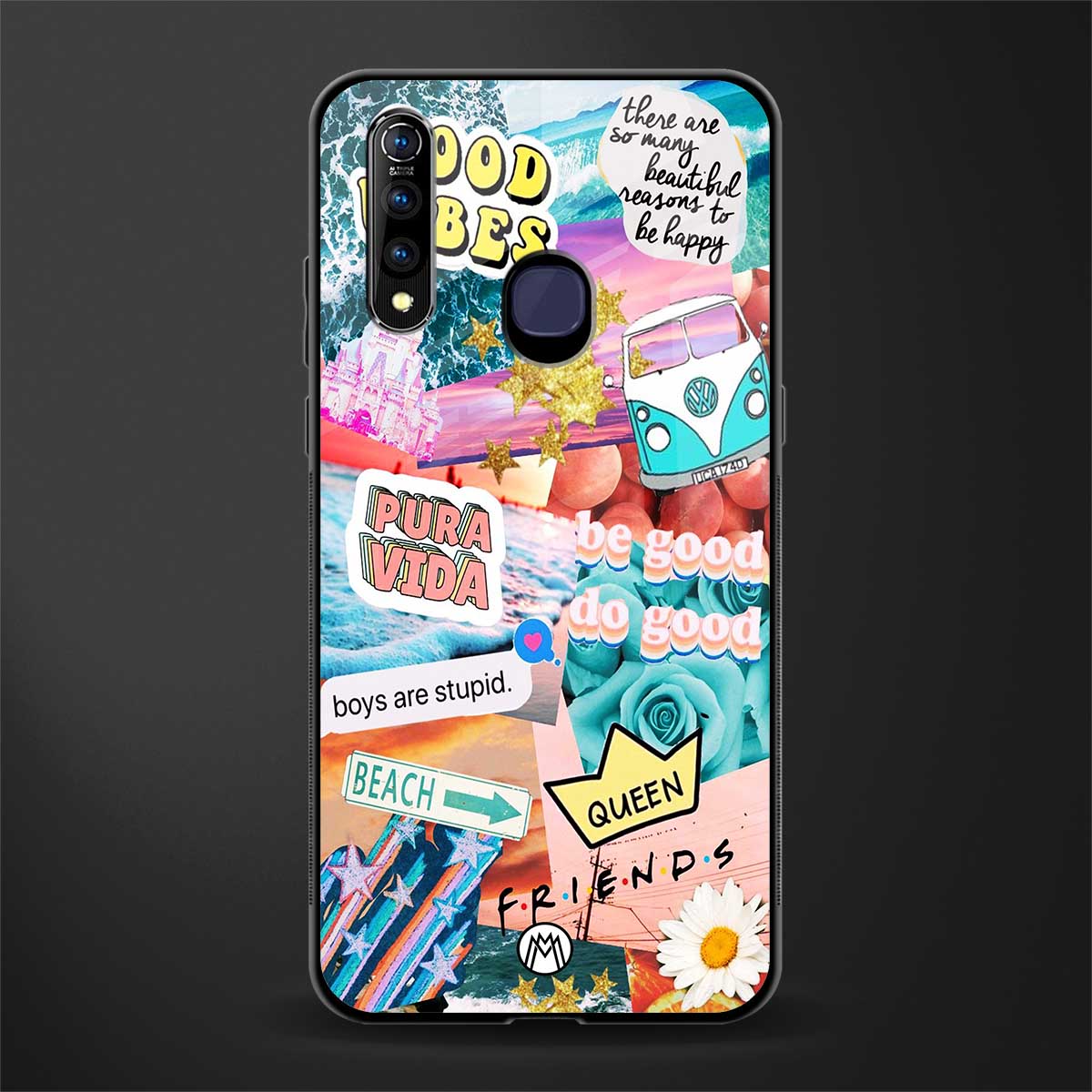 beach vibes collage glass case for vivo z1 pro image