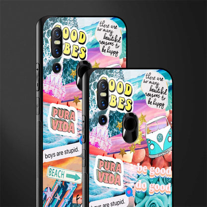 beach vibes collage glass case for vivo v15 image-2