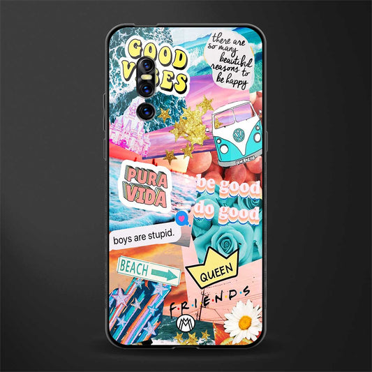 beach vibes collage glass case for vivo v15 pro image