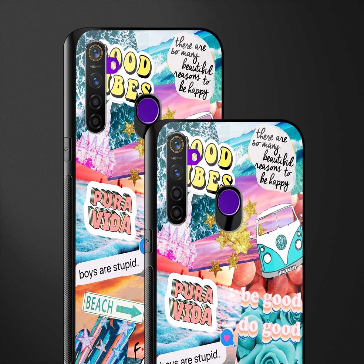beach vibes collage glass case for realme 5s image-2