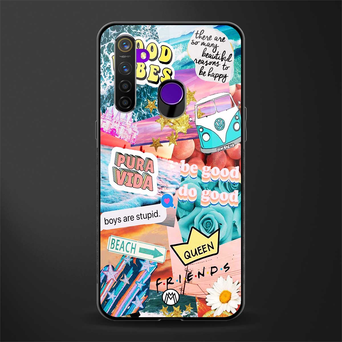 beach vibes collage glass case for realme 5s image
