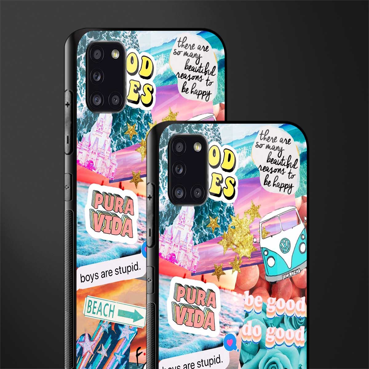 beach vibes collage glass case for samsung galaxy a31 image-2
