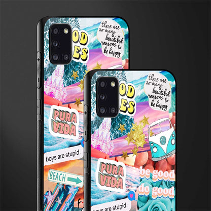 beach vibes collage glass case for samsung galaxy a31 image-2