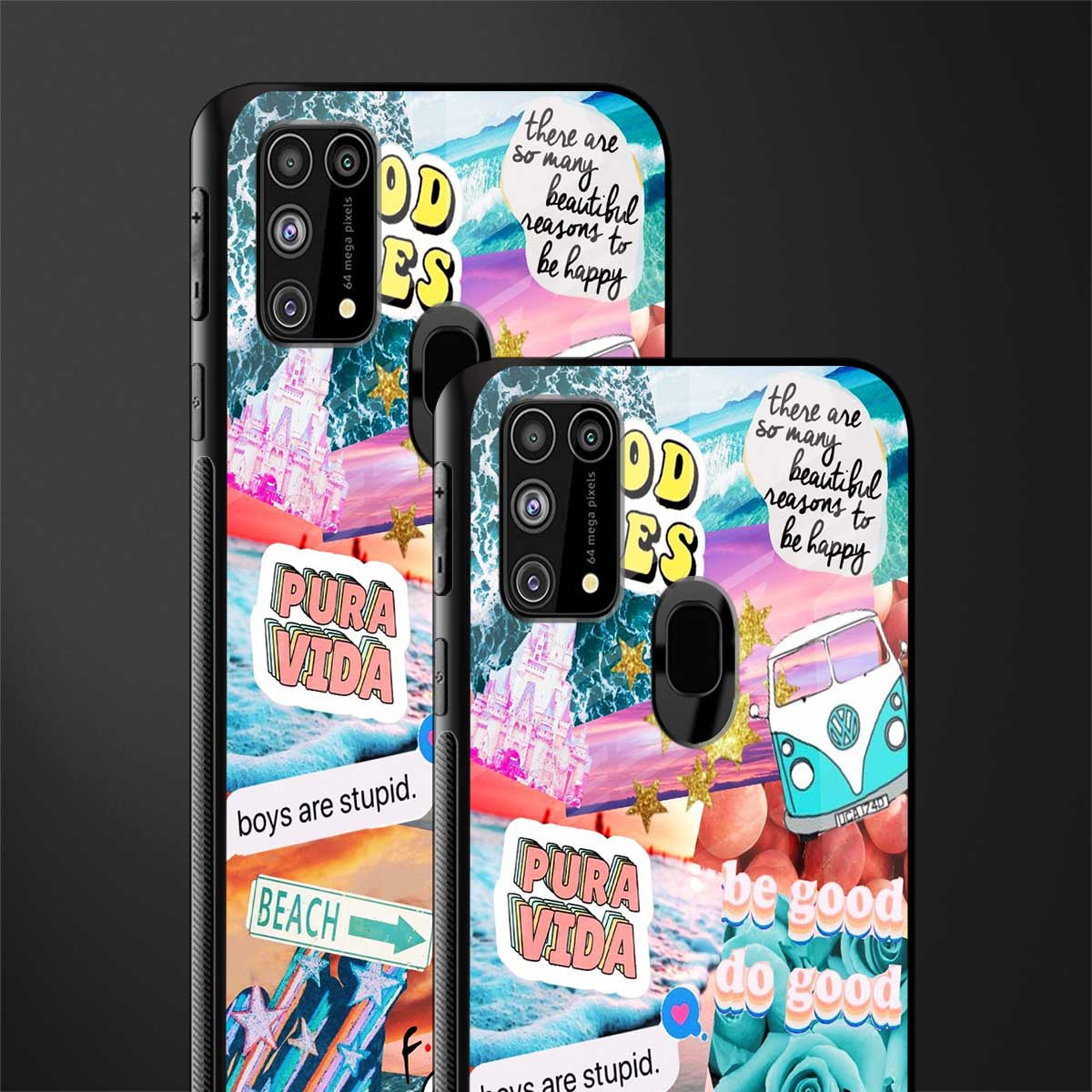 beach vibes collage glass case for samsung galaxy f41 image-2