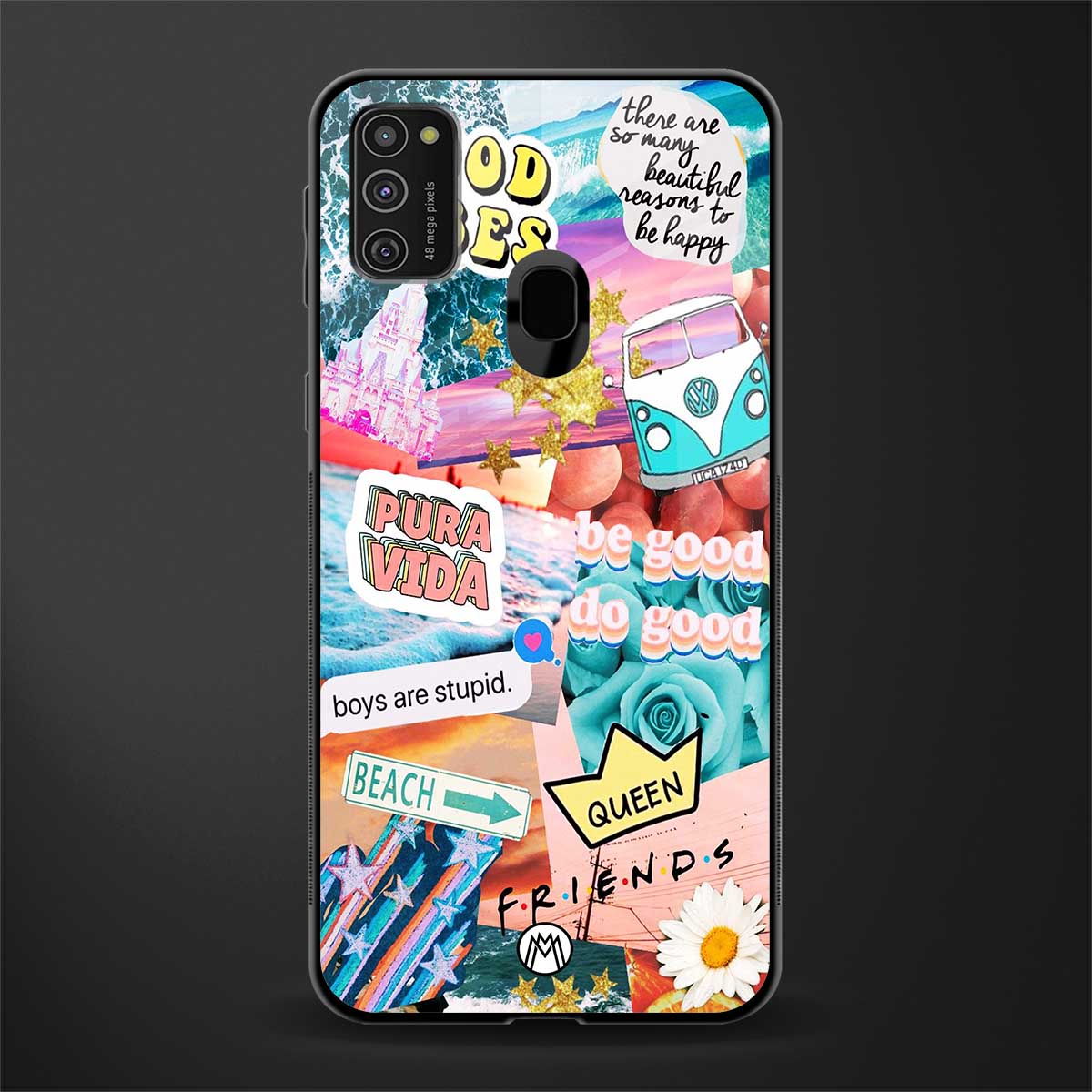 beach vibes collage glass case for samsung galaxy m21 image