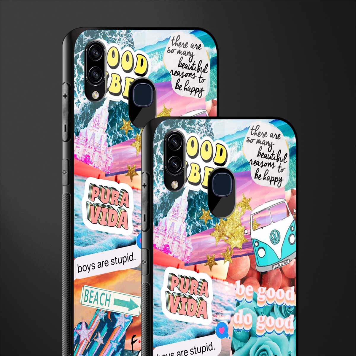 beach vibes collage glass case for samsung galaxy a20 image-2