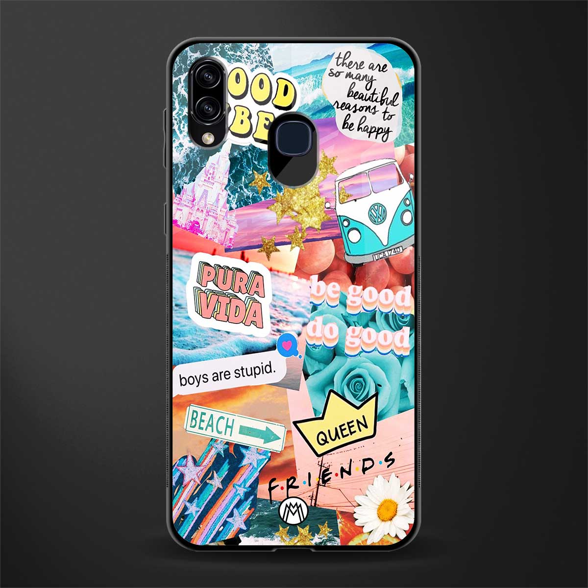beach vibes collage glass case for samsung galaxy m10s image