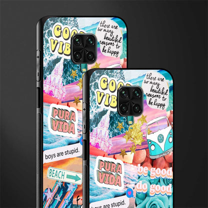 beach vibes collage glass case for redmi note 9 pro image-2