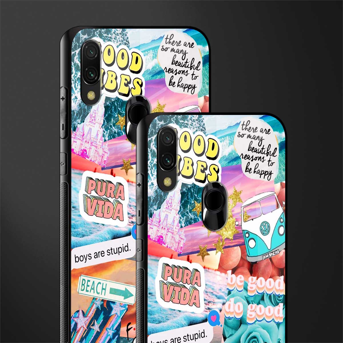 beach vibes collage glass case for redmi note 7 pro image-2