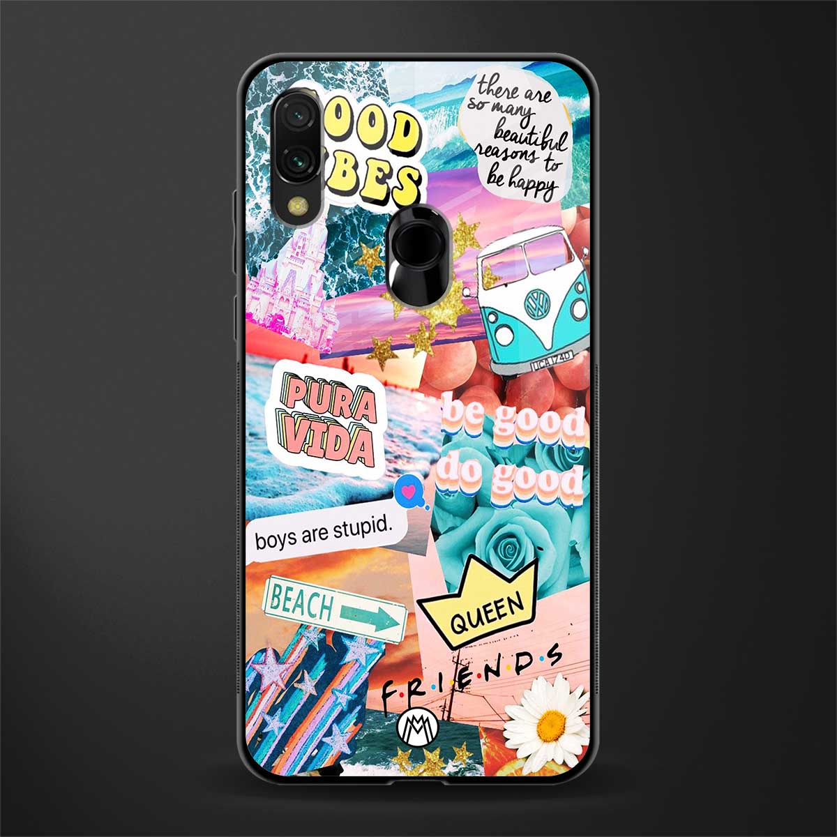 beach vibes collage glass case for redmi note 7 pro image