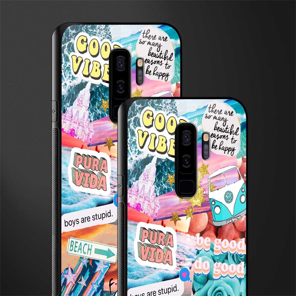beach vibes collage glass case for samsung galaxy s9 plus image-2