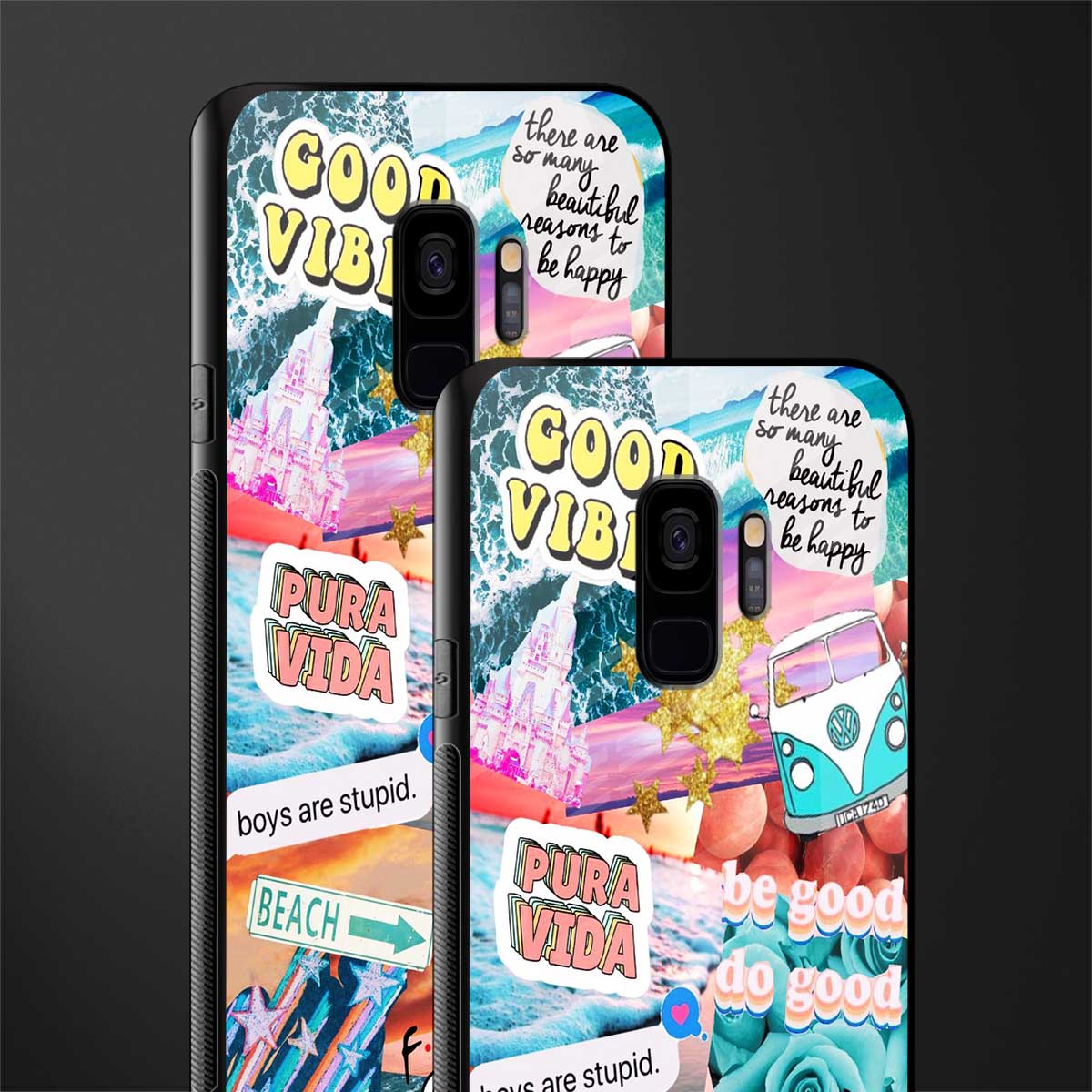 beach vibes collage glass case for samsung galaxy s9 image-2