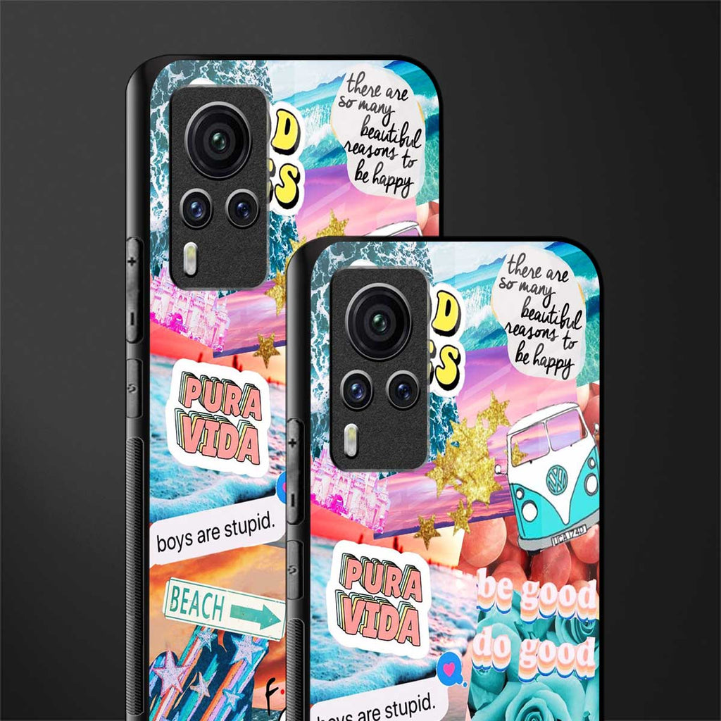 beach vibes collage glass case for vivo x60 pro image-2