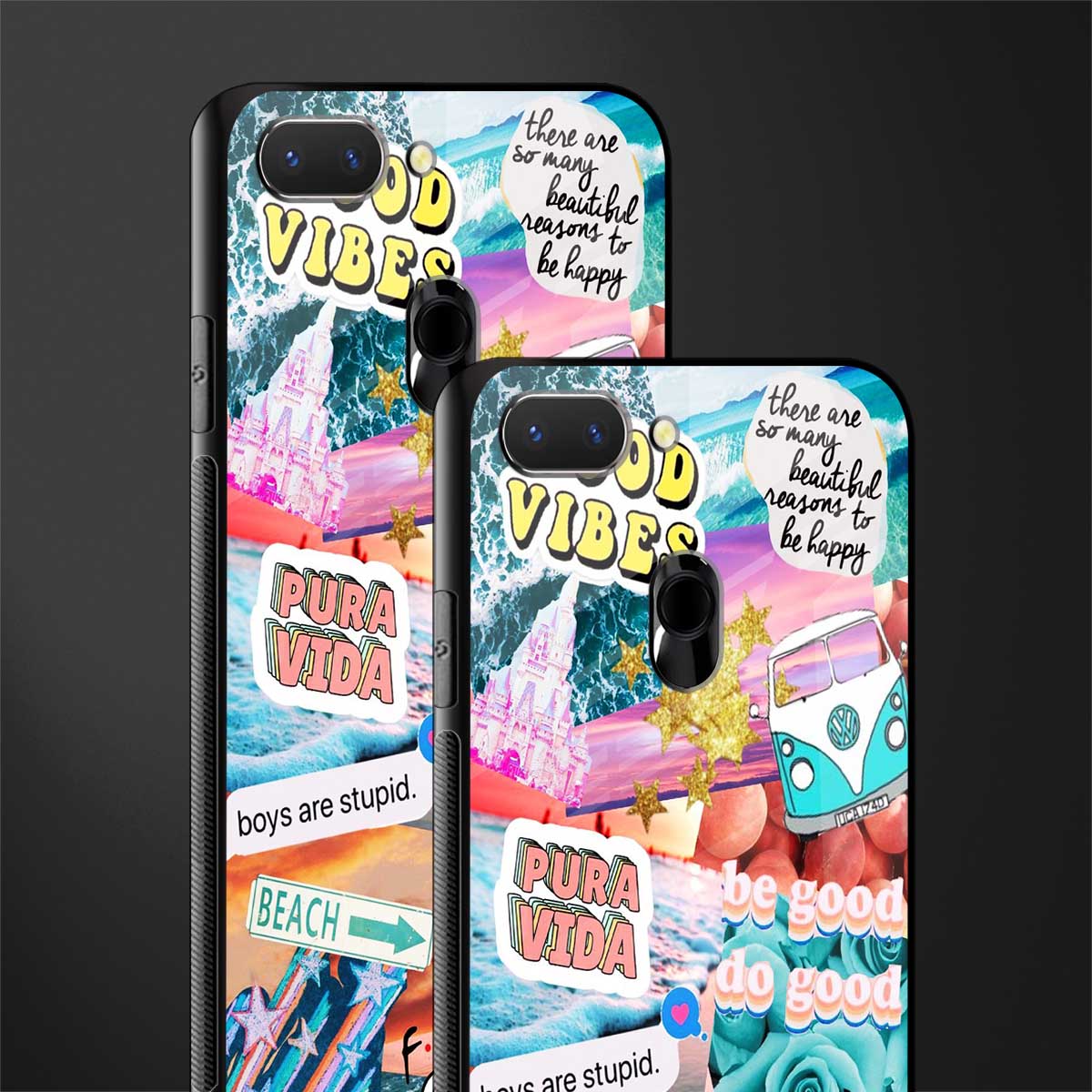 beach vibes collage glass case for oppo a5 image-2