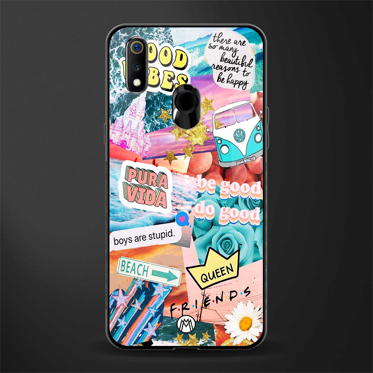 beach vibes collage glass case for realme 3 pro image