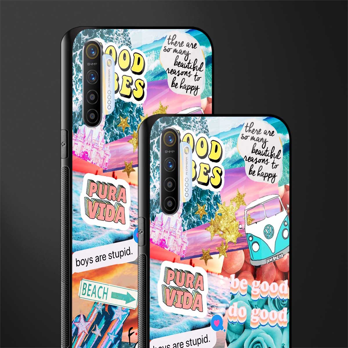 beach vibes collage glass case for realme xt image-2